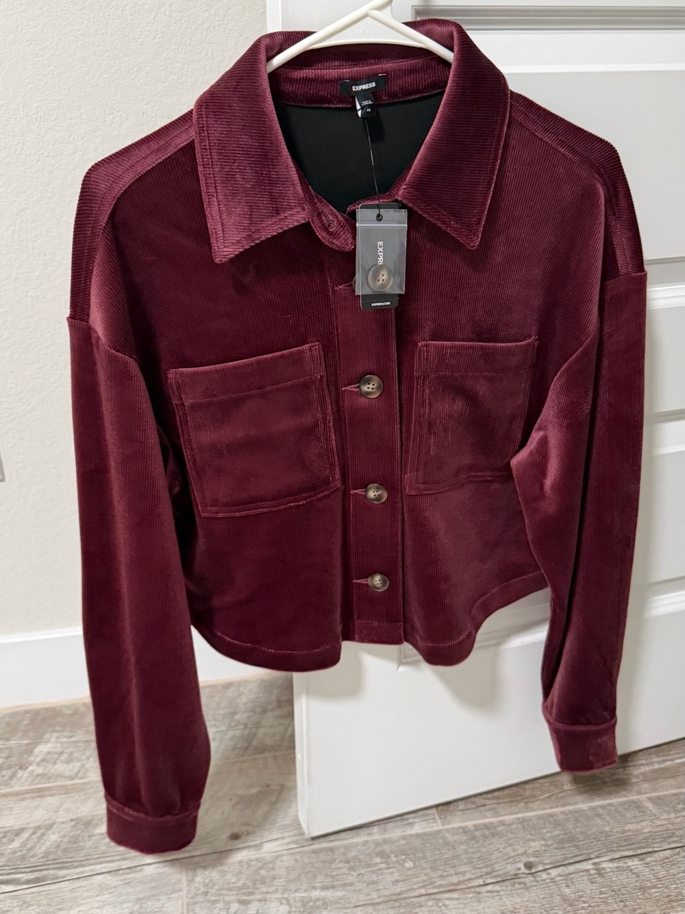 Express Women’s Burgundy Corduroy Jacket msrp $98